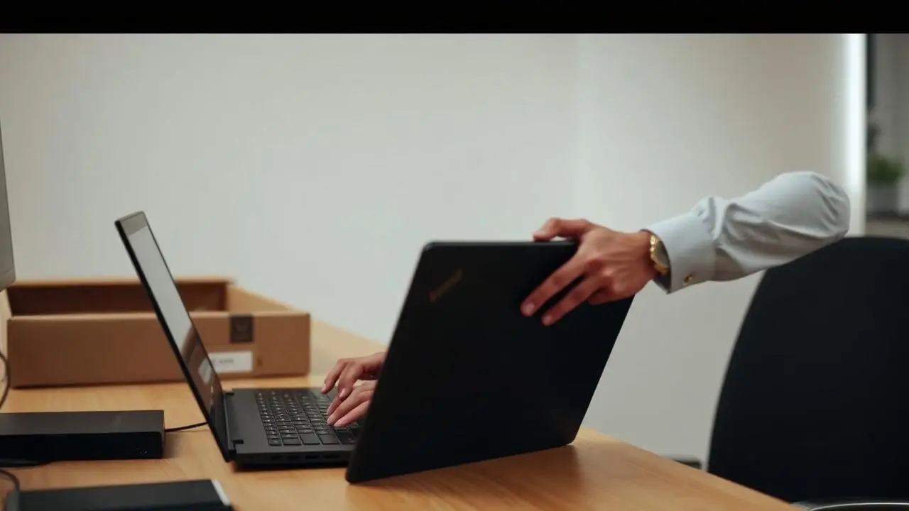 Ny företagsdator konfigureras med Microsoft Intune på ett småföretagskontor